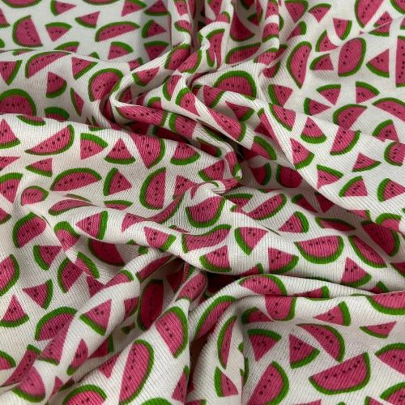 “Melomania” – Melon Printed Cotton Rib | SKU 7747 #U1